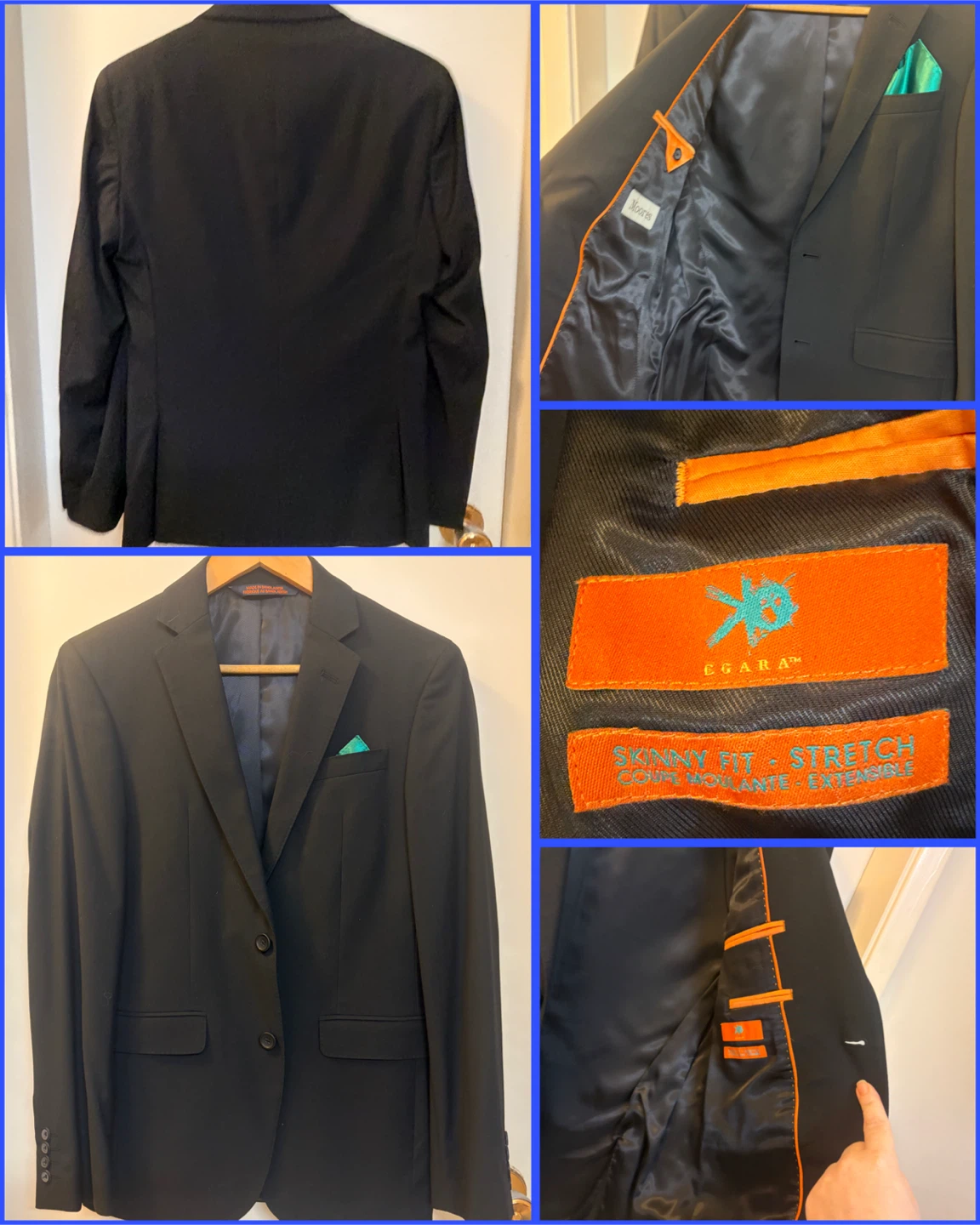 Moores/Egara Skinny Fit Stretch Suit - Black - 36R / 30W - photo 3