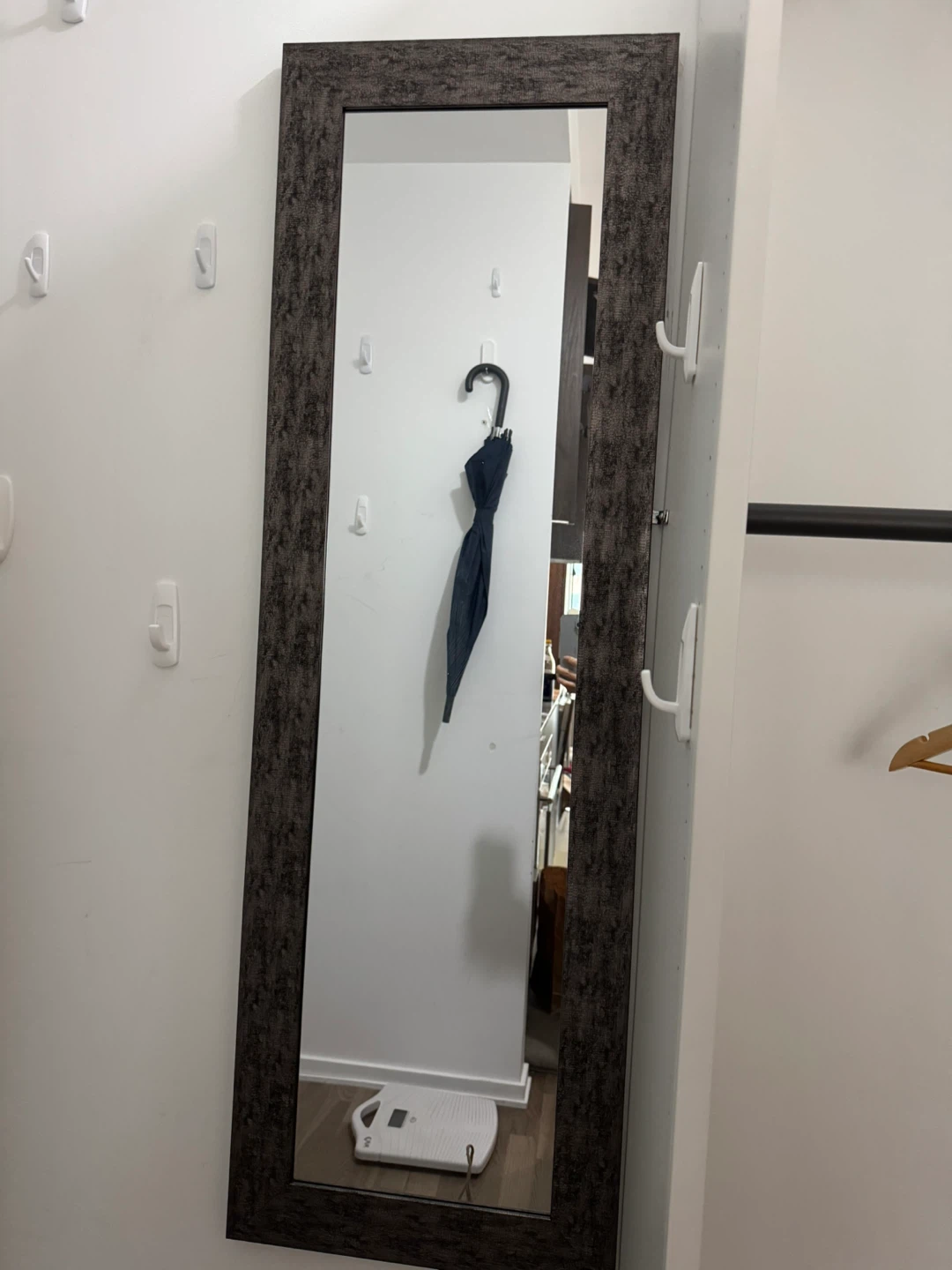 Italian made wooden framed wall mirror textured dark frame - photo 2