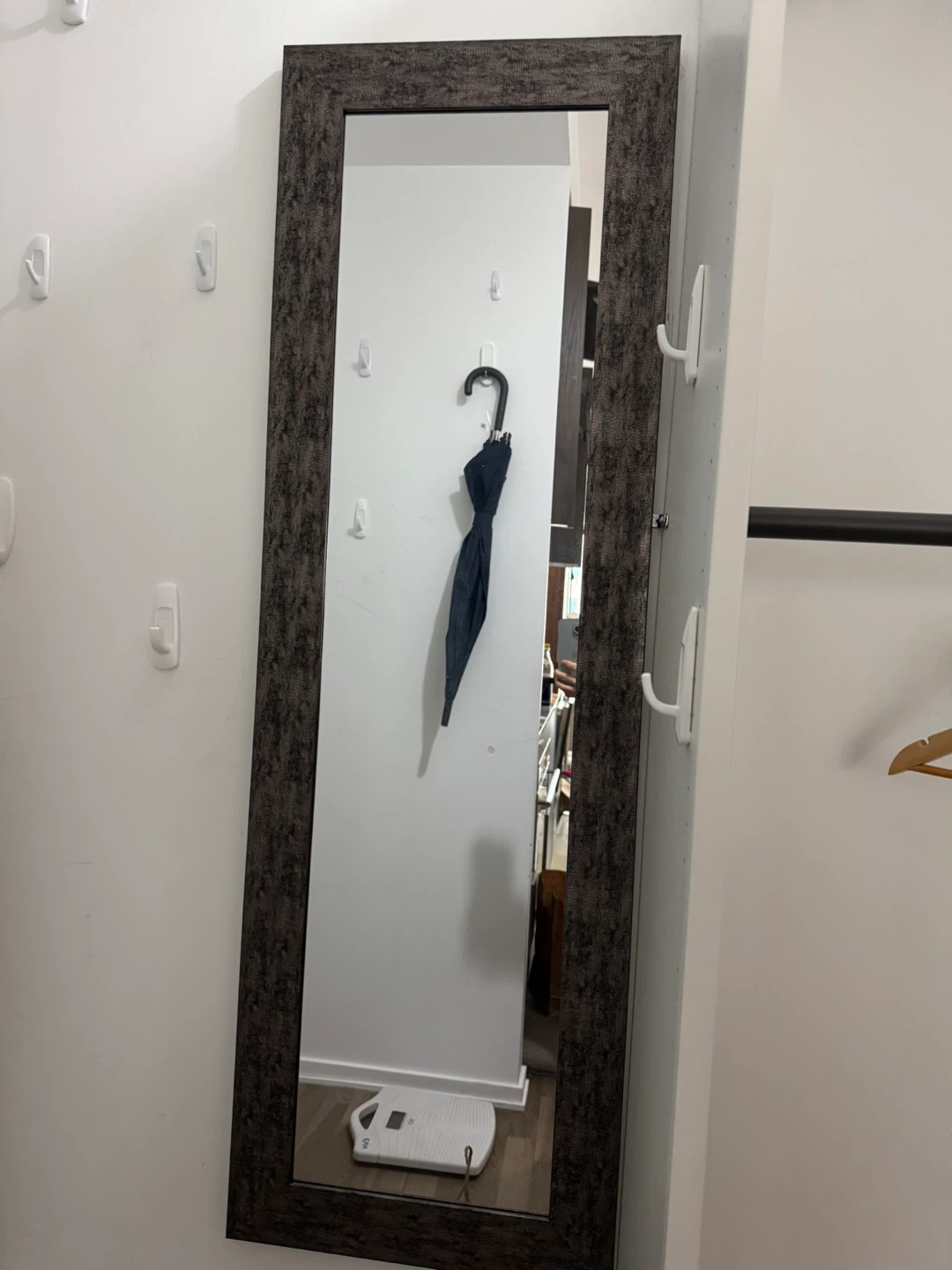 Italian made wooden framed wall mirror textured dark frame - photo 3
