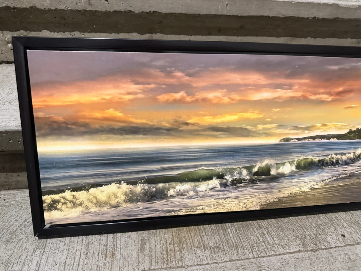 Panoramic Coastal Beach Sunset Canvas Wall Art - photo 2