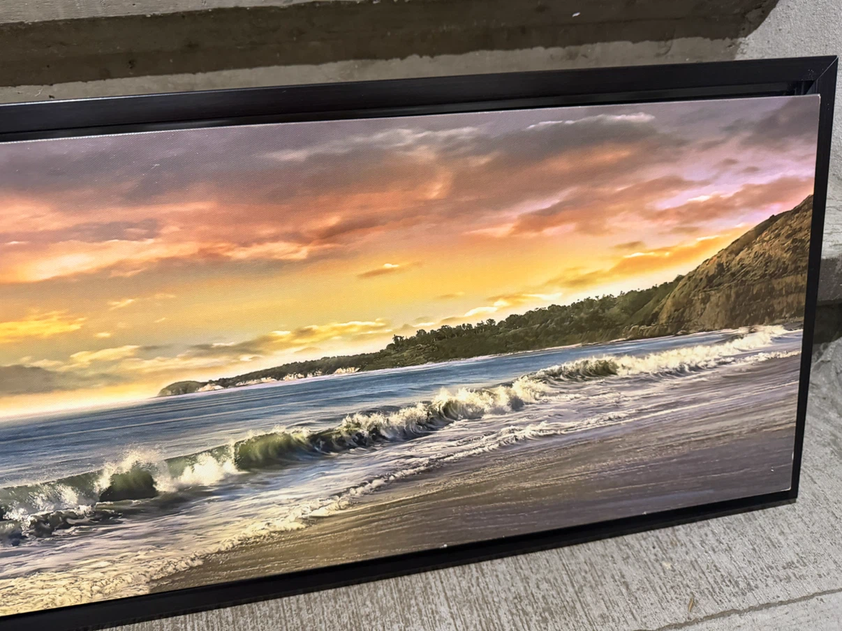 Panoramic Coastal Beach Sunset Canvas Wall Art - photo 3