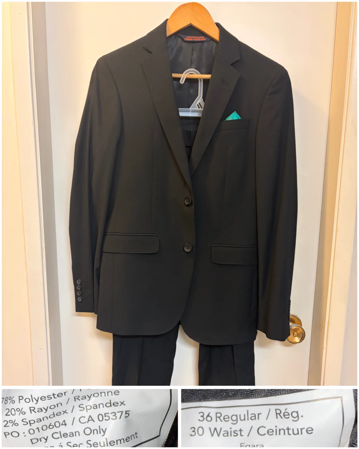 Moores/Egara Skinny Fit Stretch Suit - Black - 36R / 30W
