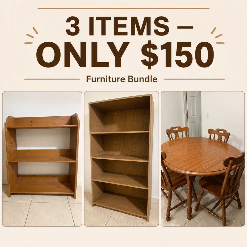 3 Piece Wood Furniture Bundle
