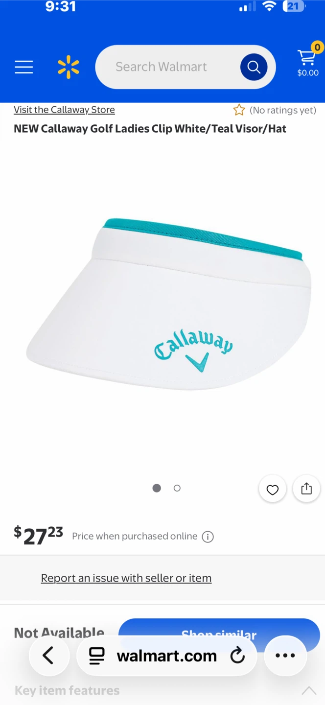 Callaway Golf Ladies Clip Visor White/Teal
