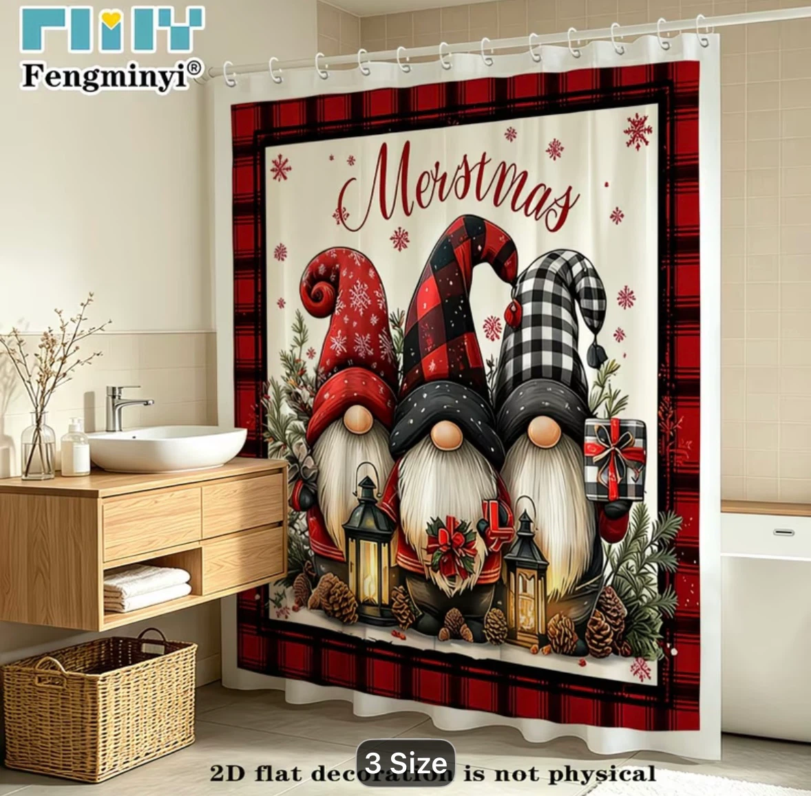 Christmas Gnome Shower Curtain