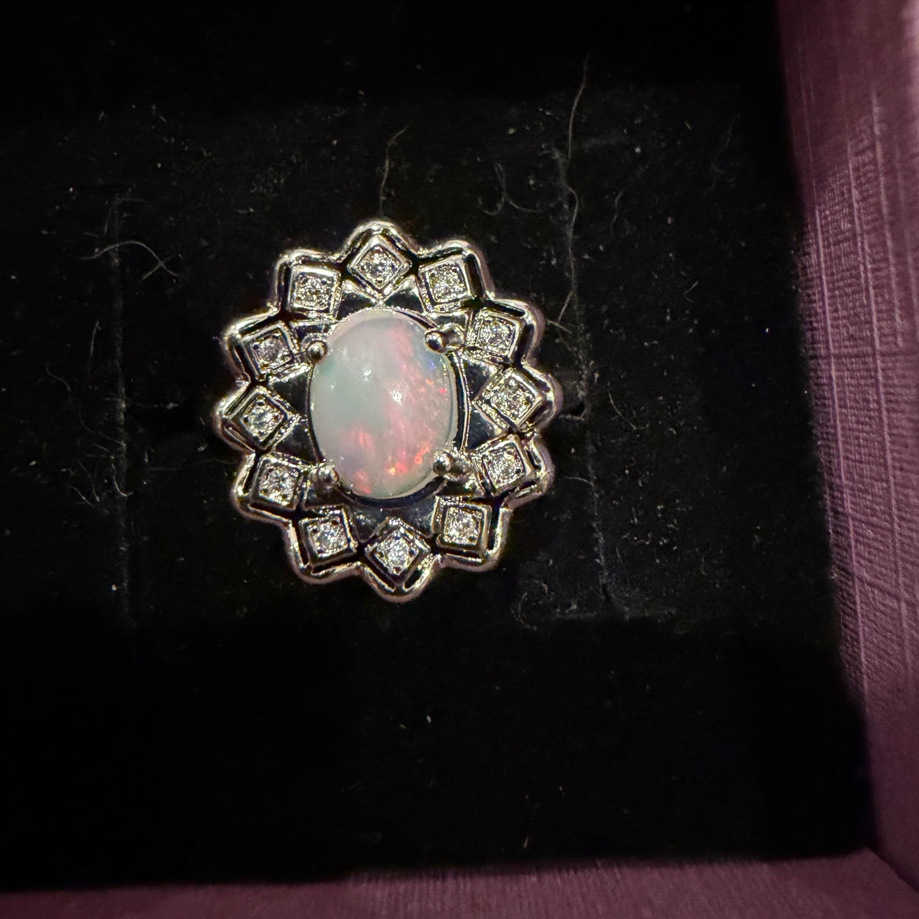 Oval Opal Ring with Surround Accent Stones - photo 2