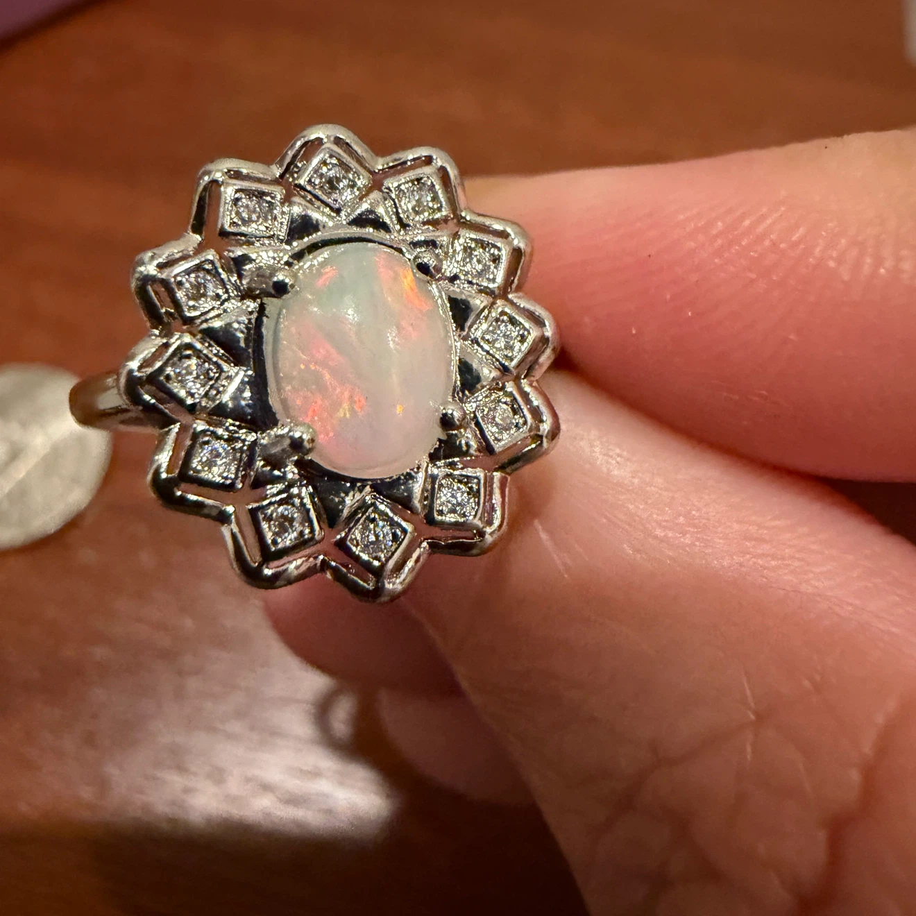 Oval Opal Ring with Surround Accent Stones - photo 4