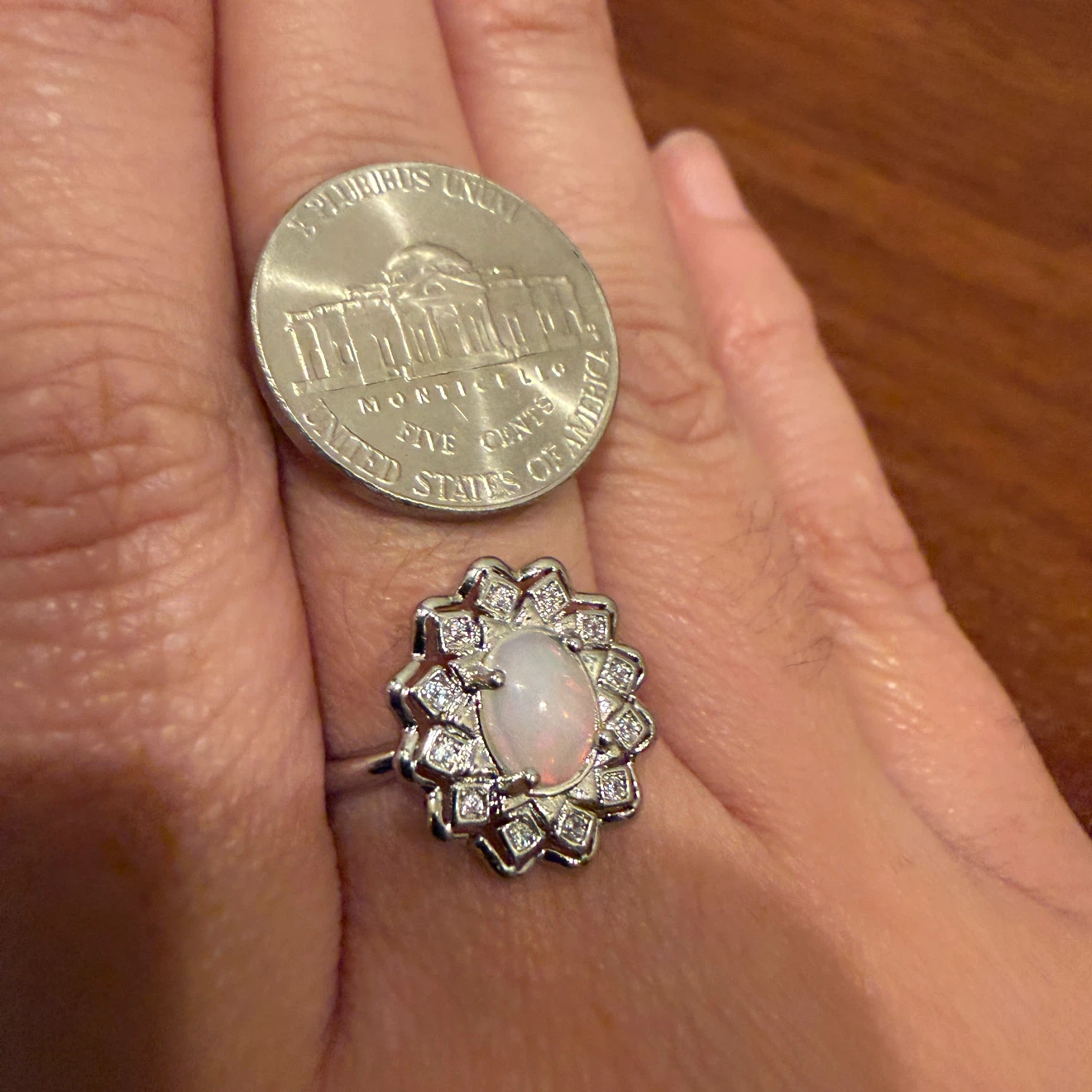 Oval Opal Ring with Surround Accent Stones - photo 5