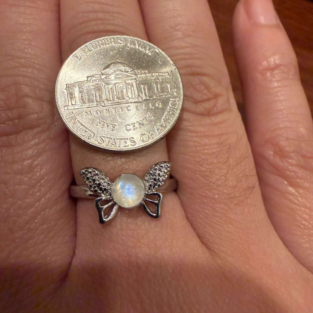 Butterfly ring with rainbow moonstone - photo 2