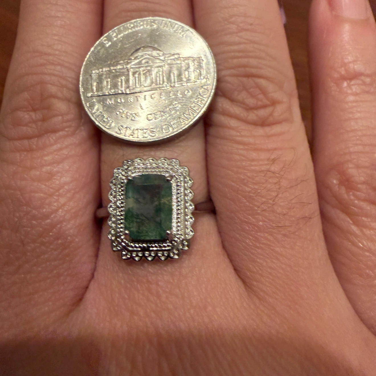 Green Moss Agate Ring