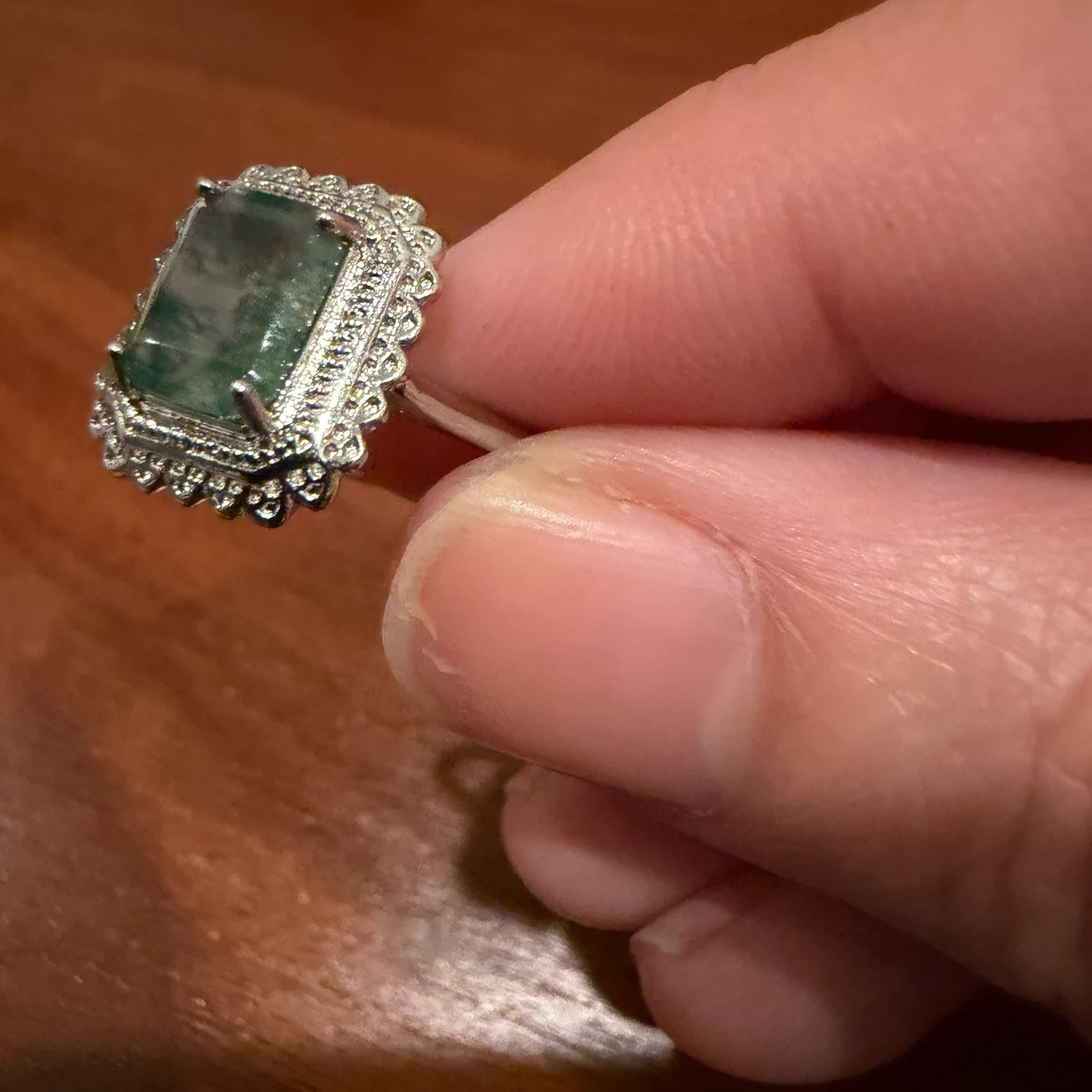 Green Moss Agate Ring - photo 2