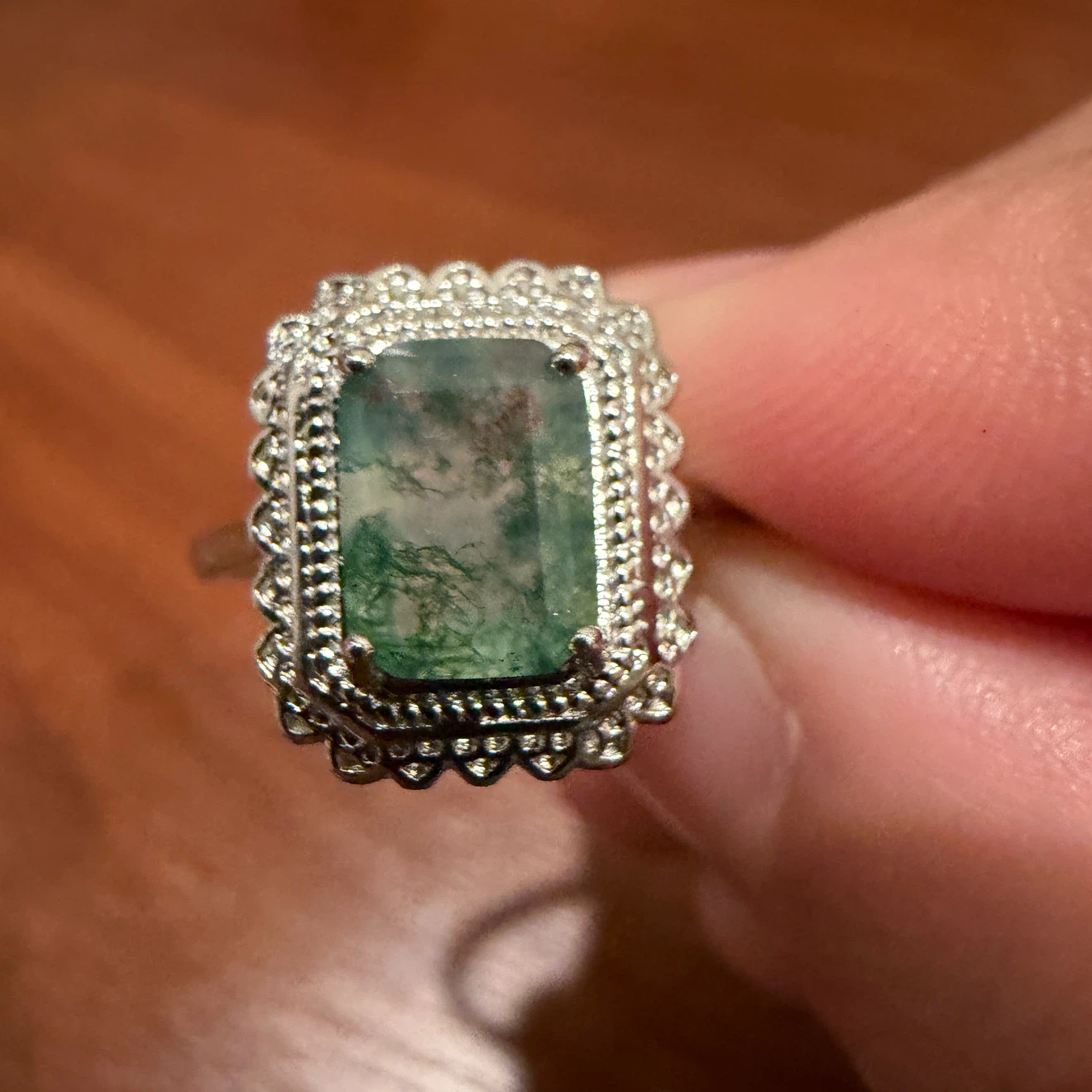 Green Moss Agate Ring - photo 3