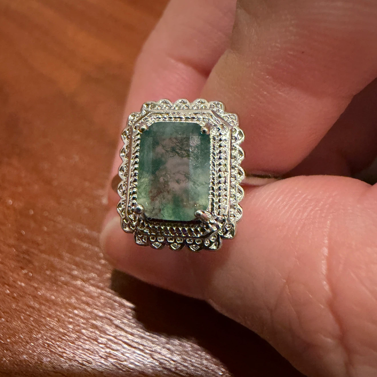 Green Moss Agate Ring - photo 4