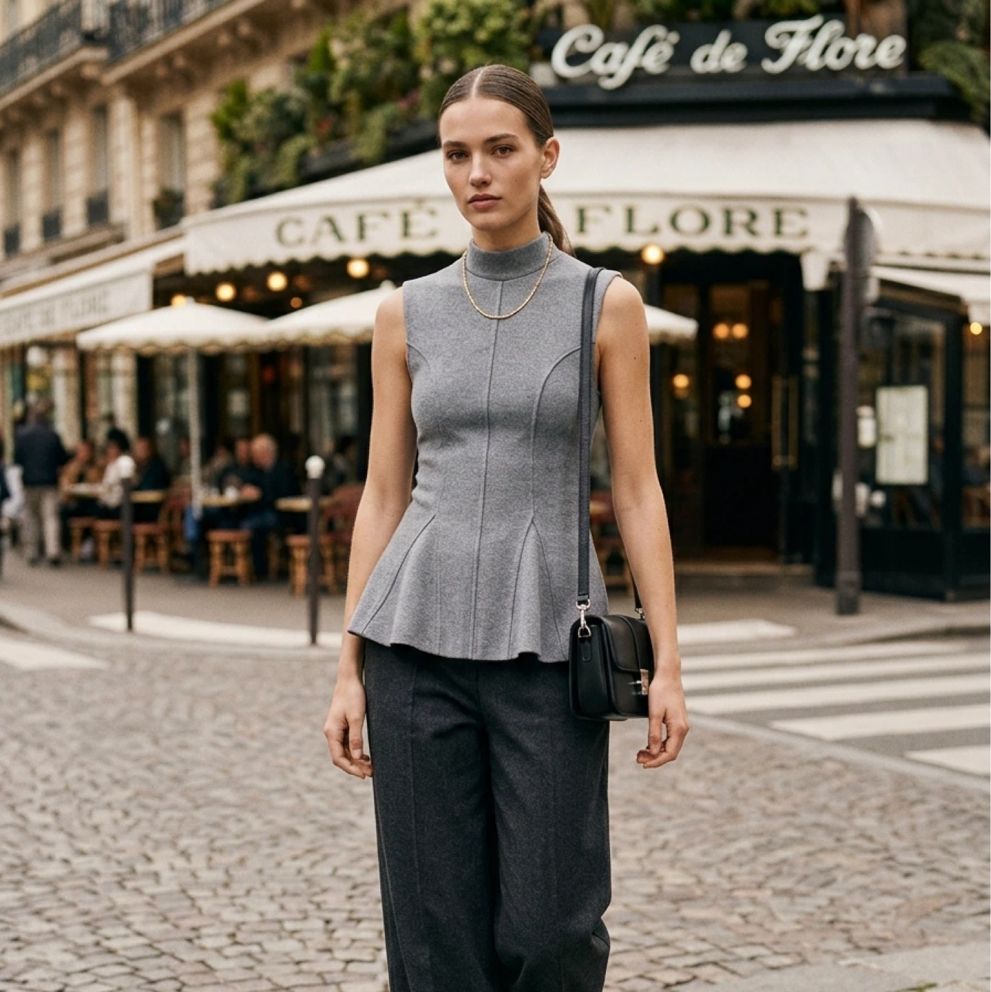 ZARAGrey Sleeveless Mock Neck Top Grey S