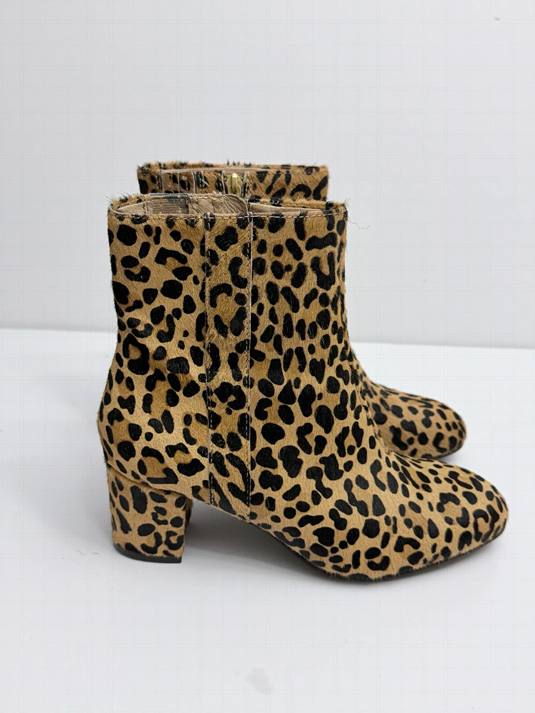 Leopard Print Ankle Boots Real Calf Hair size 7