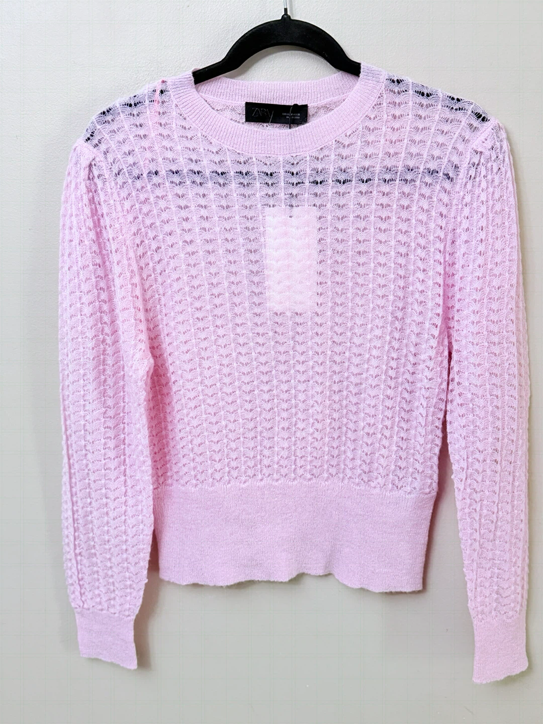 Zara Pink Pointelle Knit Sweater Medium - photo 2