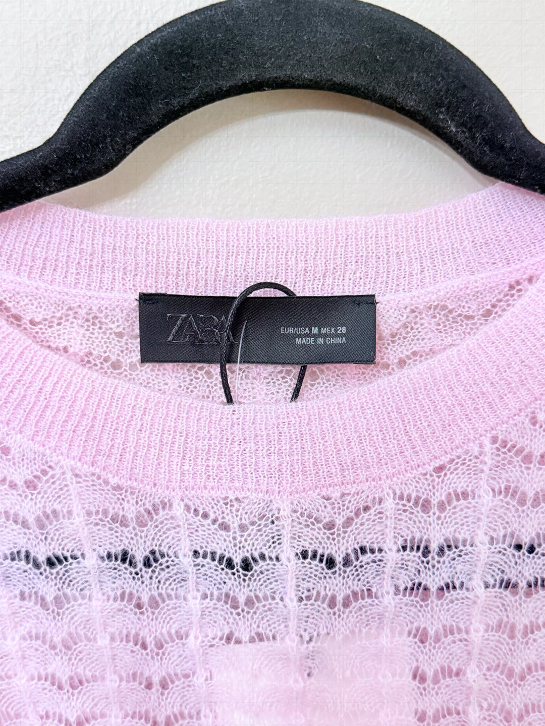 Zara Pink Pointelle Knit Sweater Medium - photo 3