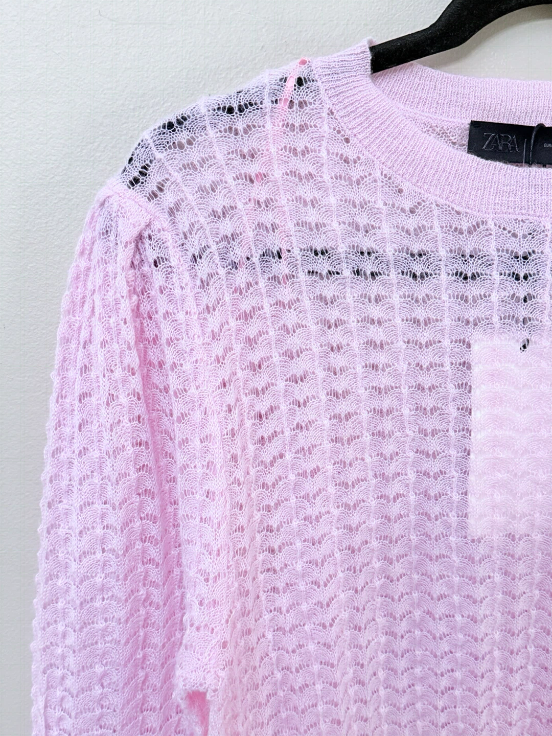 Zara Pink Pointelle Knit Sweater Medium - photo 5