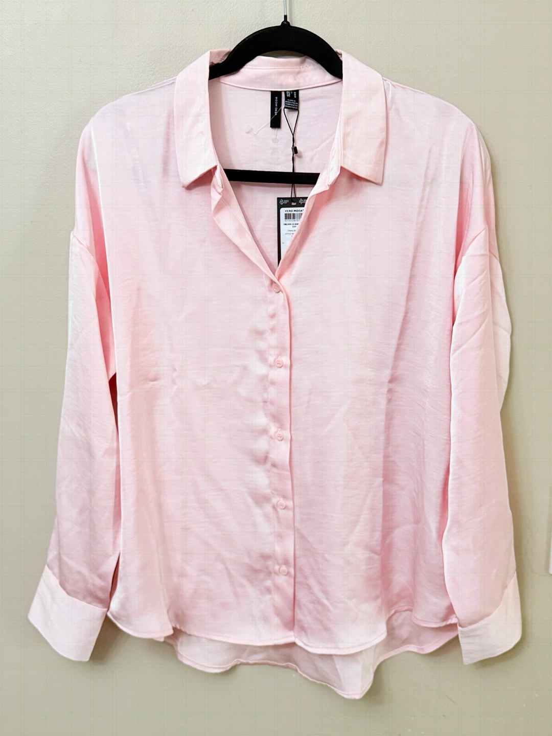 Vero Moda Pink Long Sleeve Shirt Satin Medium - photo 2