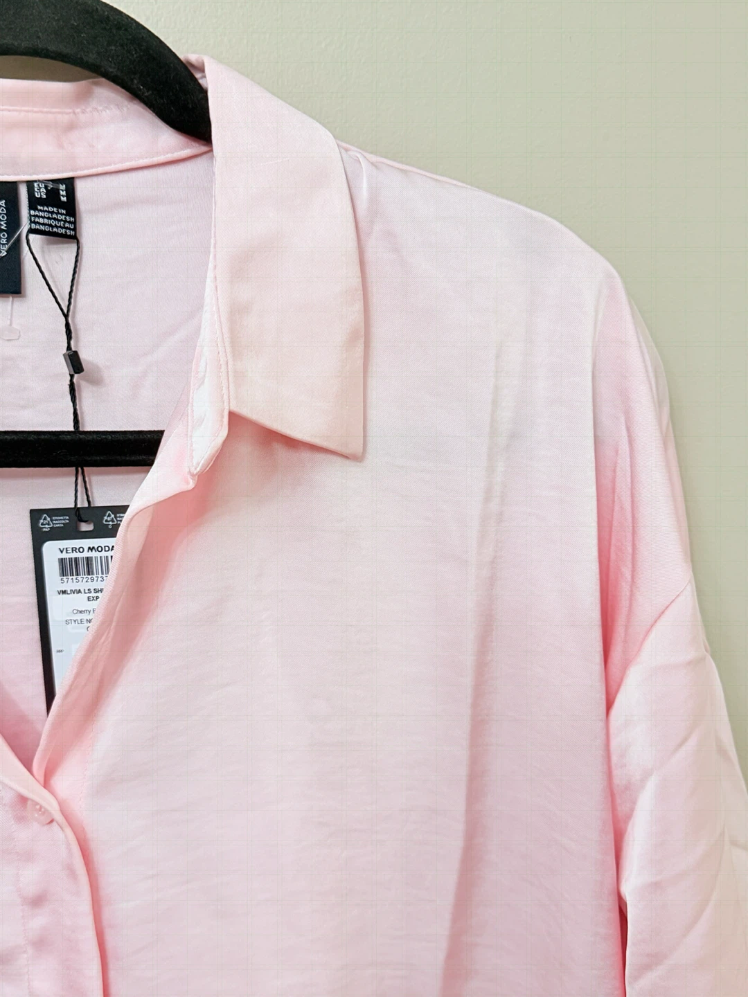 Vero Moda Pink Long Sleeve Shirt Satin Medium - photo 3
