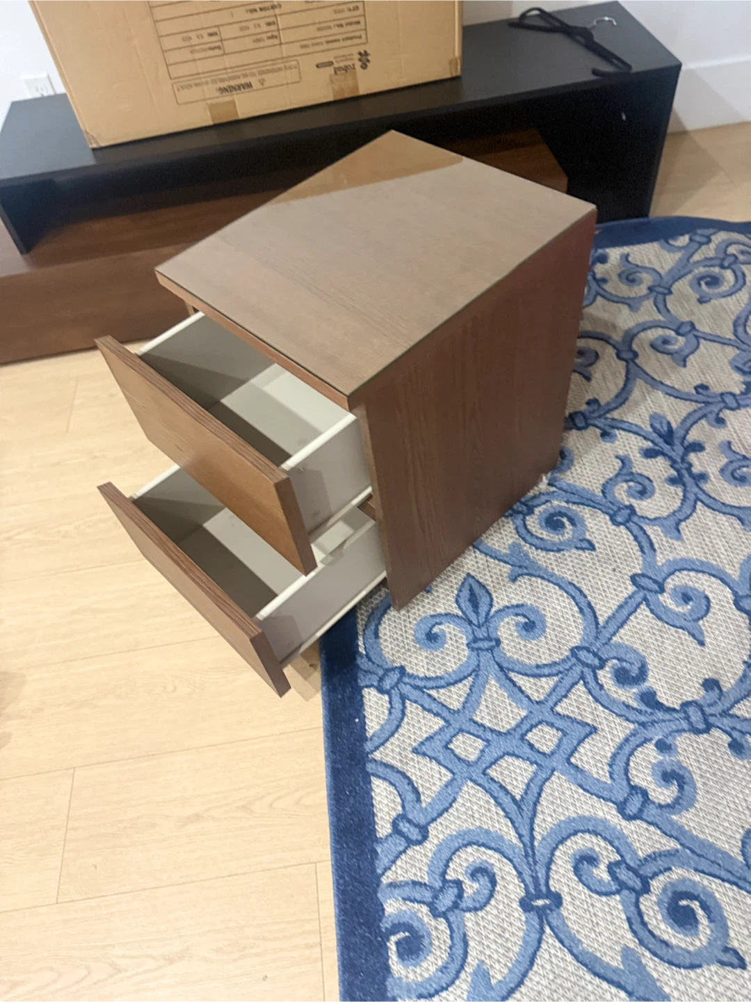Two-Drawer Wood Bedside Table