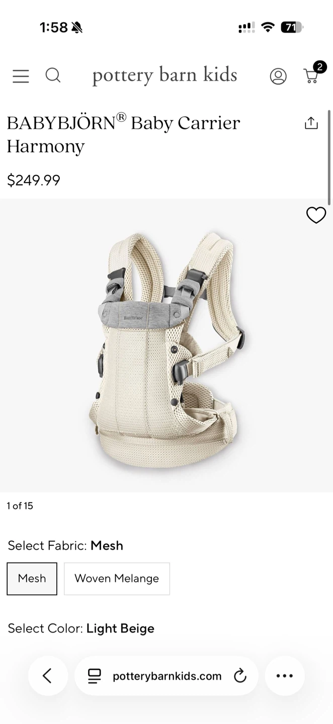 BABYBJORN Baby Carrier Harmony Light Beige