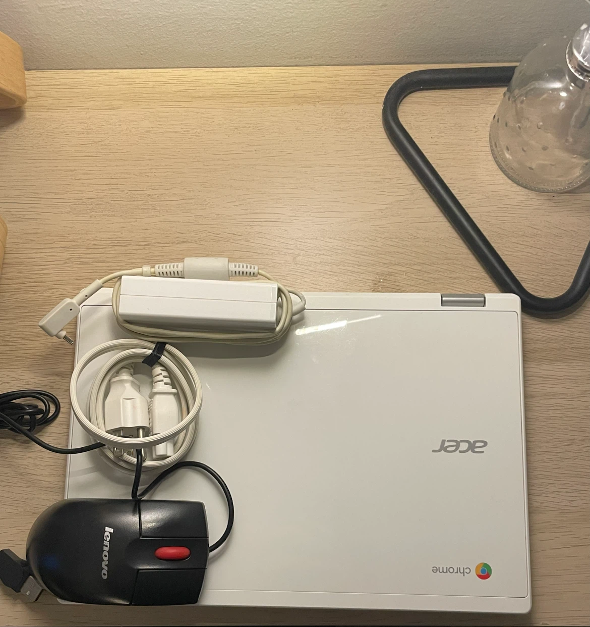 Acer Chromebook with Power Adapter and Lenovo Mouse