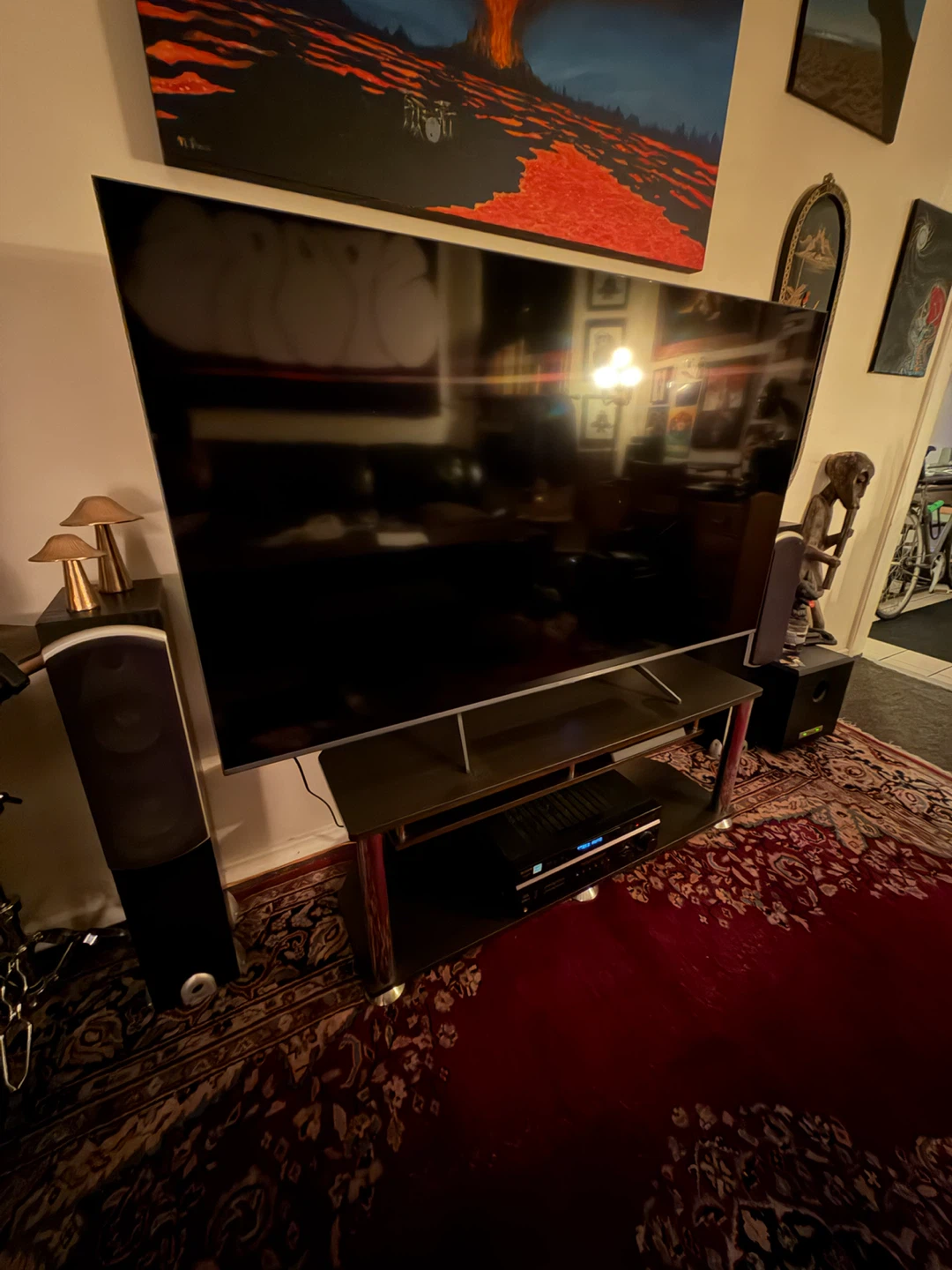 Black TV Stand with Chrome Accents - photo 3