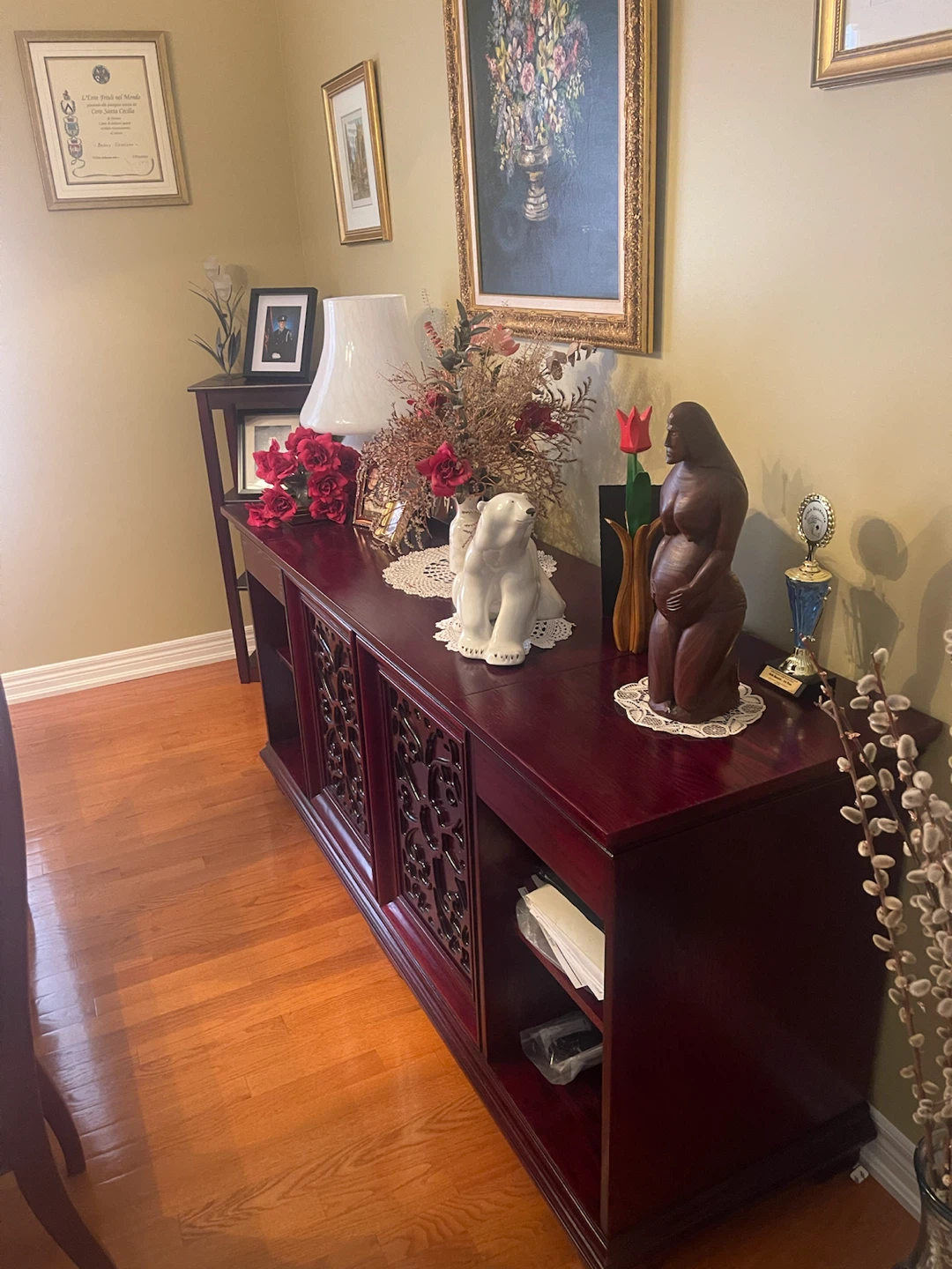Solid wood mahogany dining room with 6 chairs and sideboard - photo 4