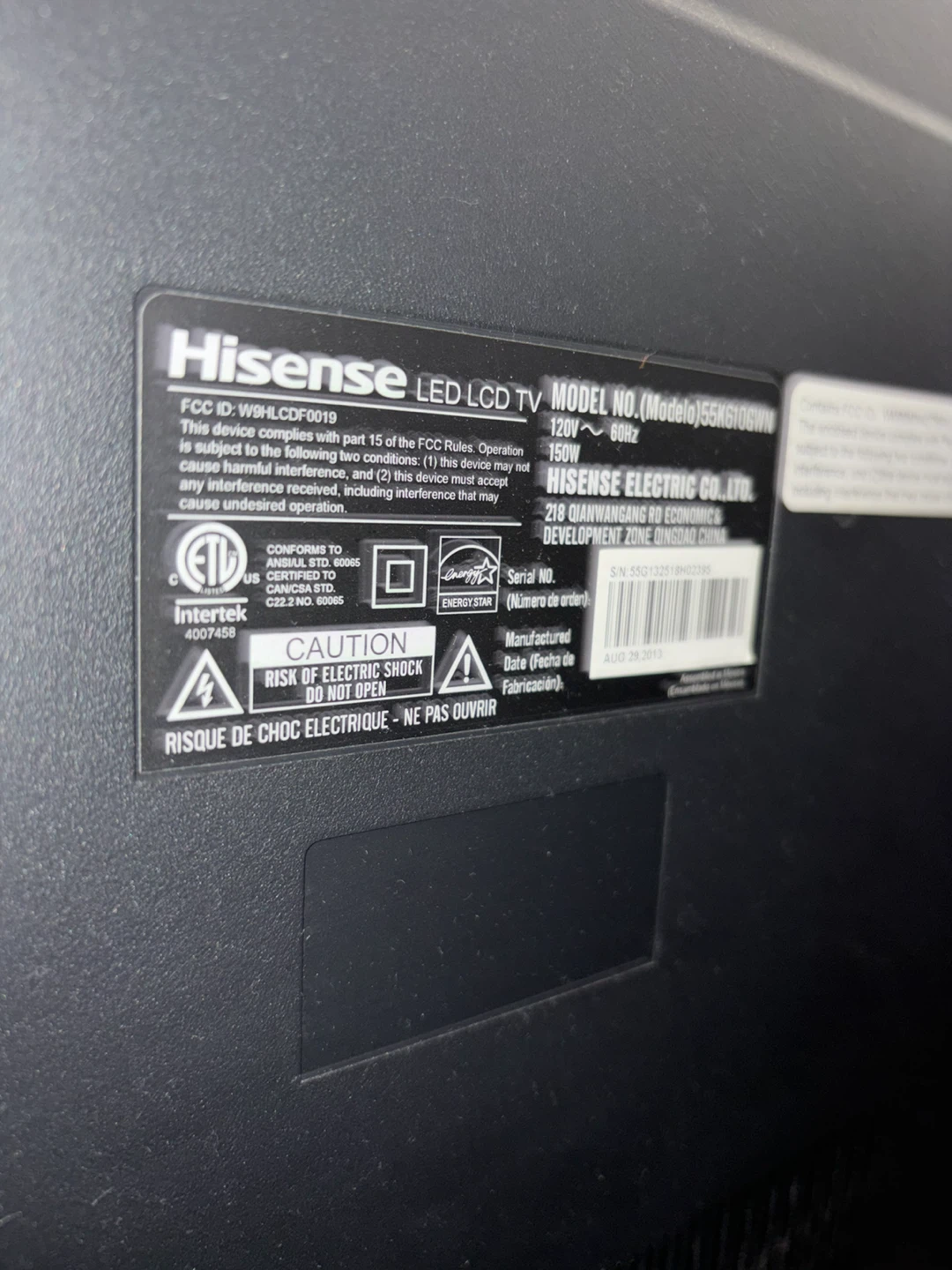 Hisense 55-inch LED LCD TV Model 55K610GWN