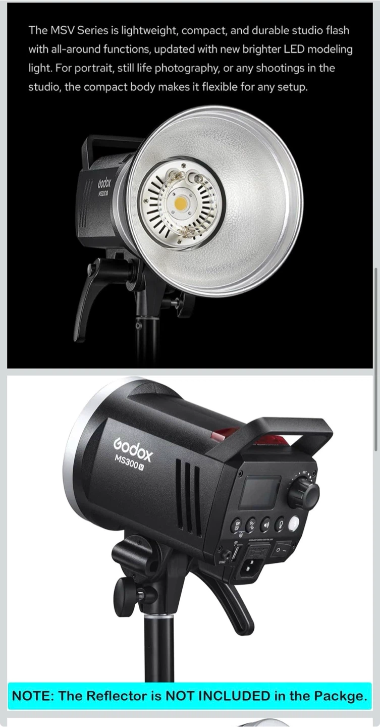 Godox MS300V Studio Flash 300Ws GN58 Compact studio strobe Flash - photo 5
