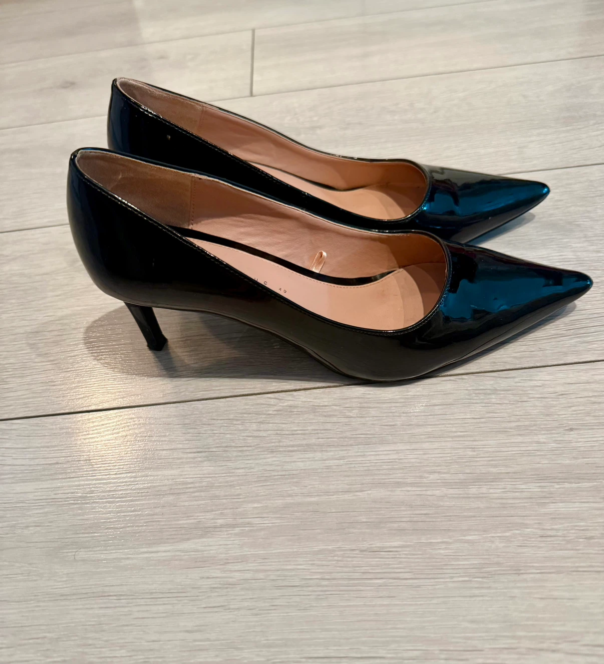 Zara Trafaluc Black Patent Pumps Size 40