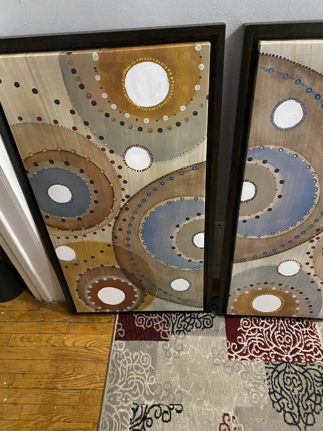 Set of two circular pattern canvas wall art - photo 2