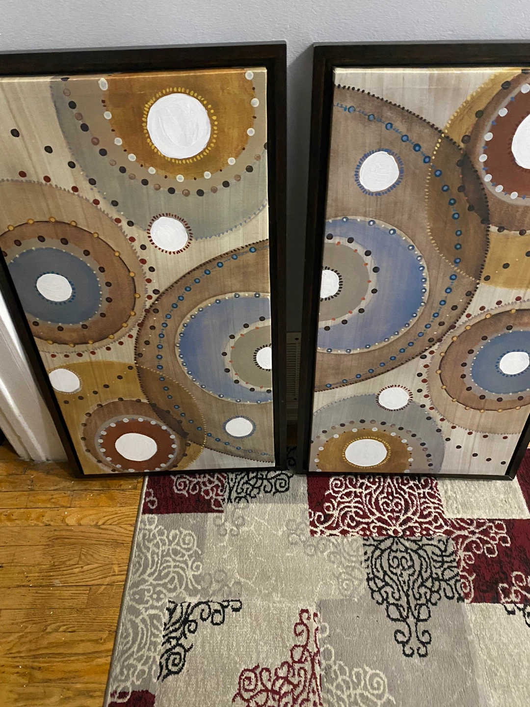 Set of two circular pattern canvas wall art - photo 3