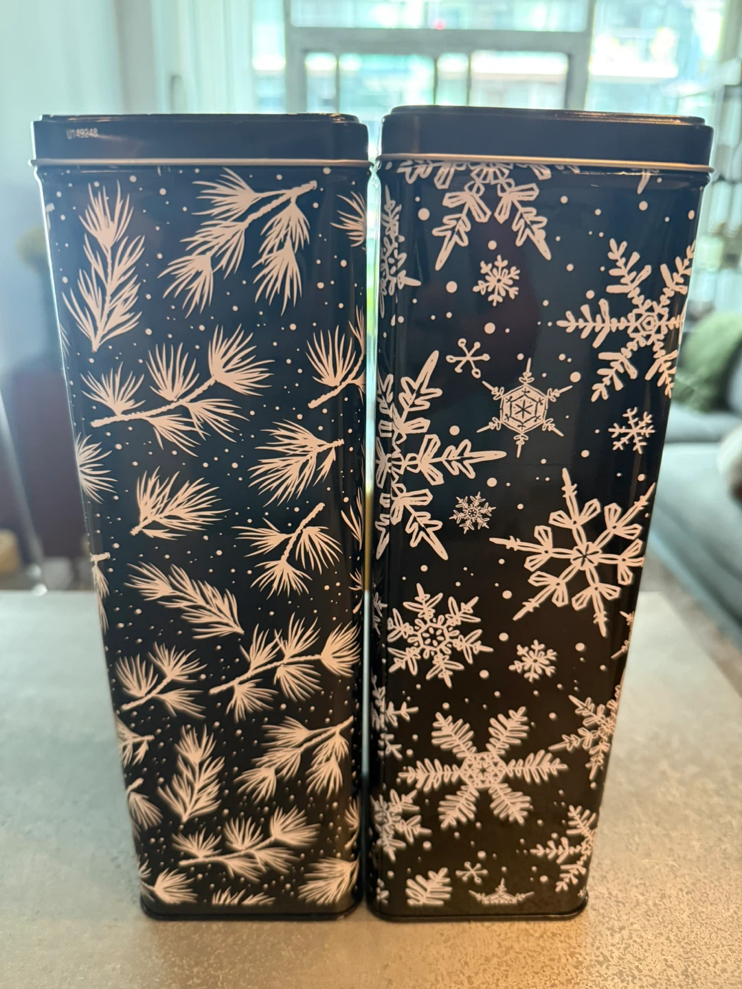 Set of 2 Holiday Decorative Metal Tins