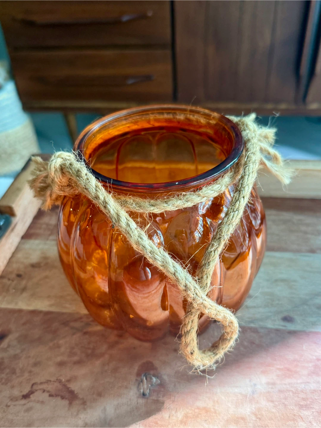 Orange Glass Pumpkin Lantern - photo 2