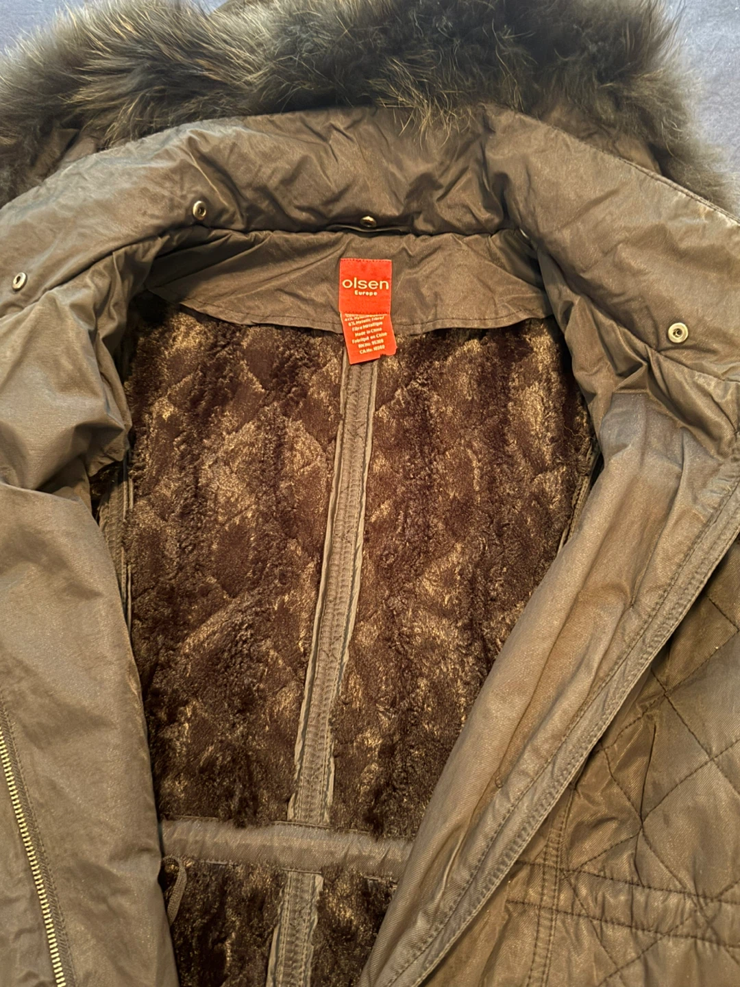 Olsen Europe Quilted Winter Coat with Fur-Trimmed Hood - photo 3