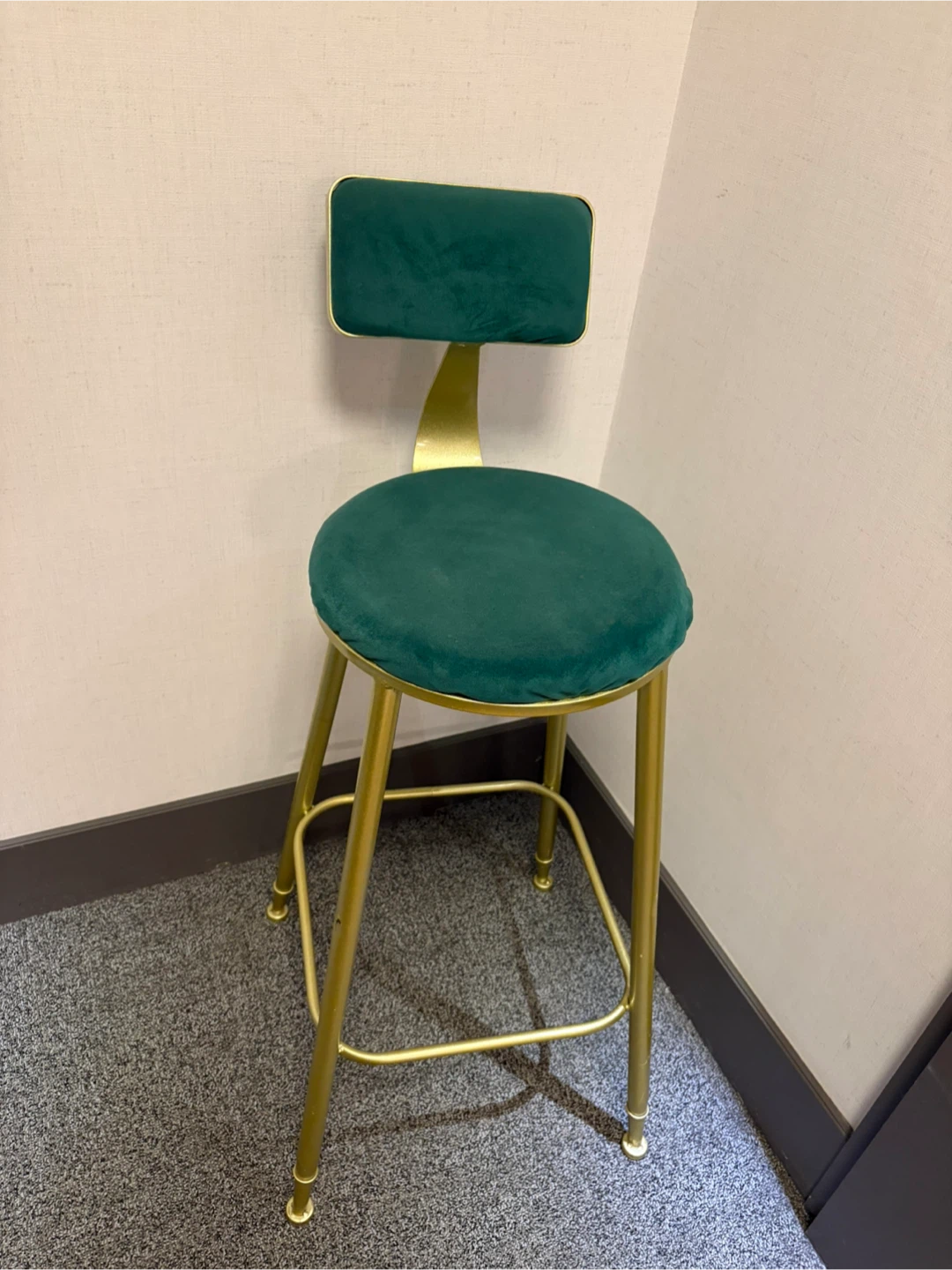 Green Velvet Gold Bar Stool