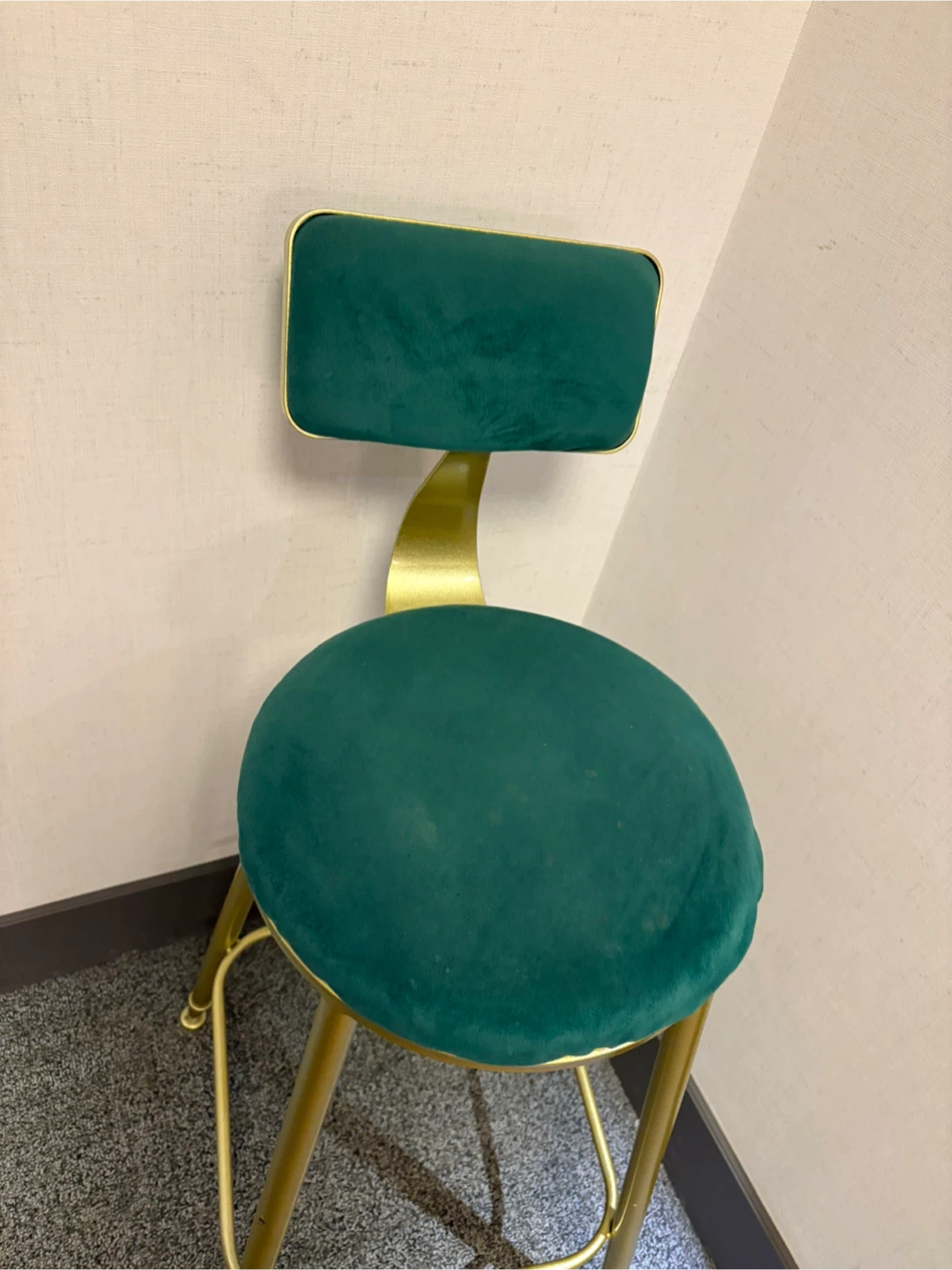 Green Velvet Gold Bar Stool - photo 2