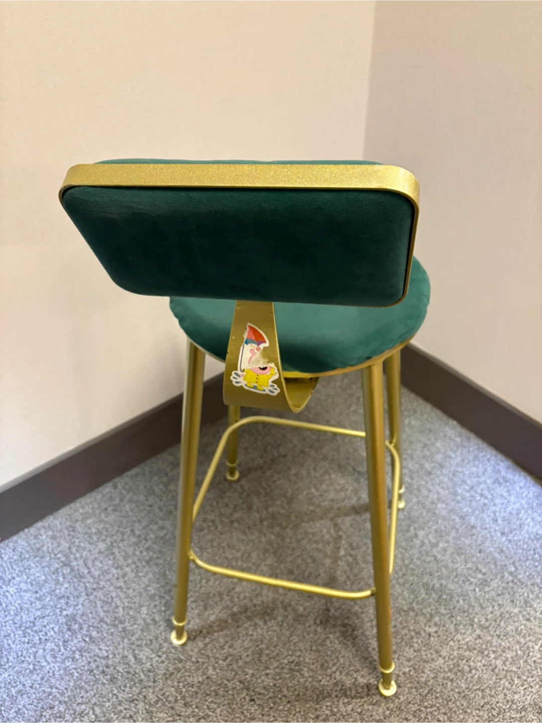 Green Velvet Gold Bar Stool - photo 3