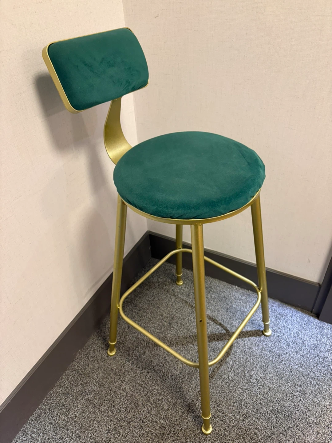 Green Velvet Gold Bar Stool - photo 4