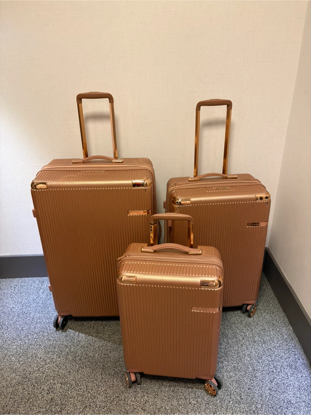 Champs Luggage 3-Piece Set Rose Gold
