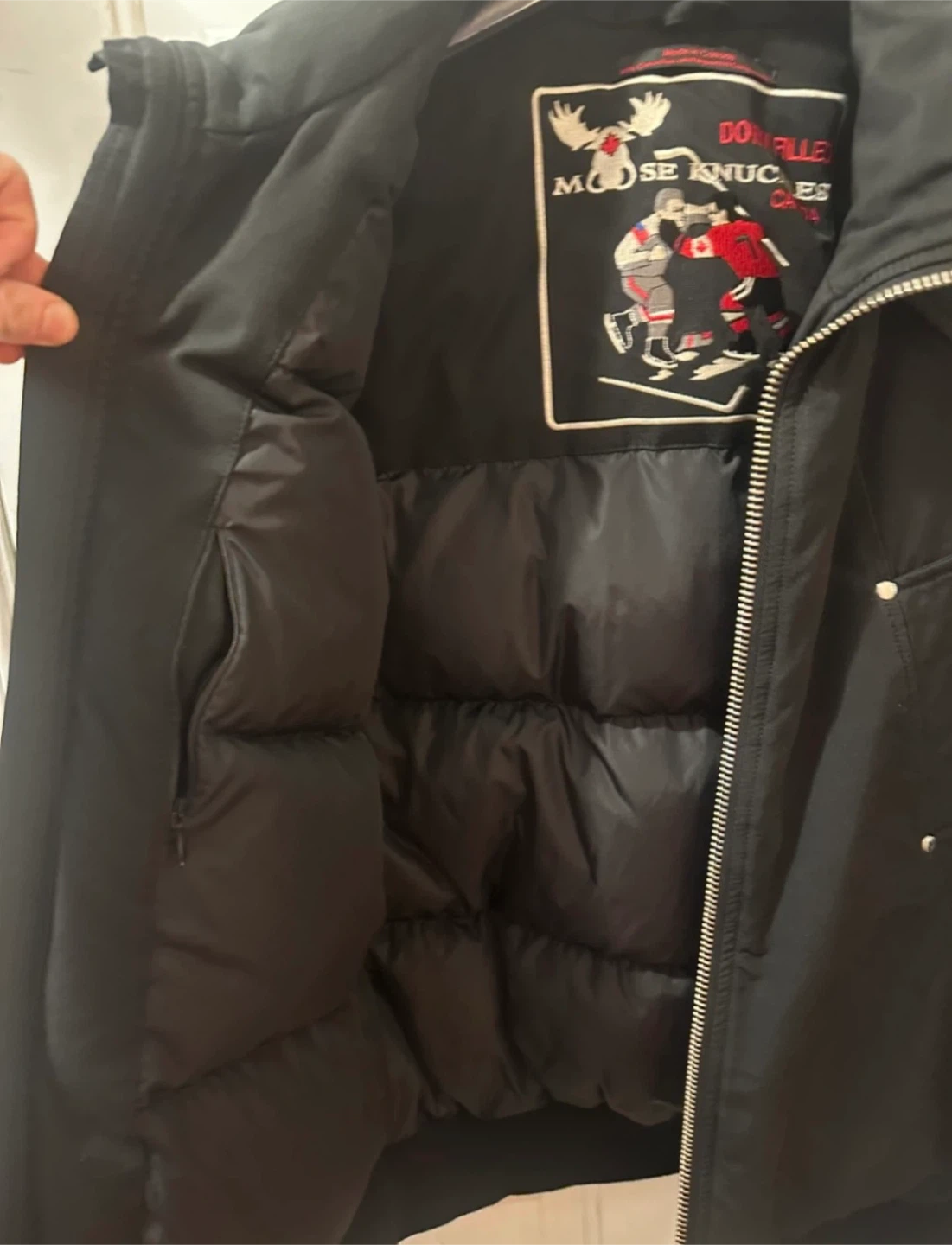 Moose Knuckles Black Bomber Jacket