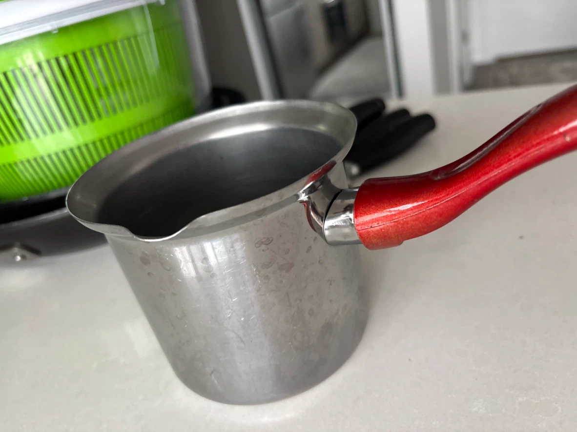 Stainless Steel Milk Pot with Red Handle