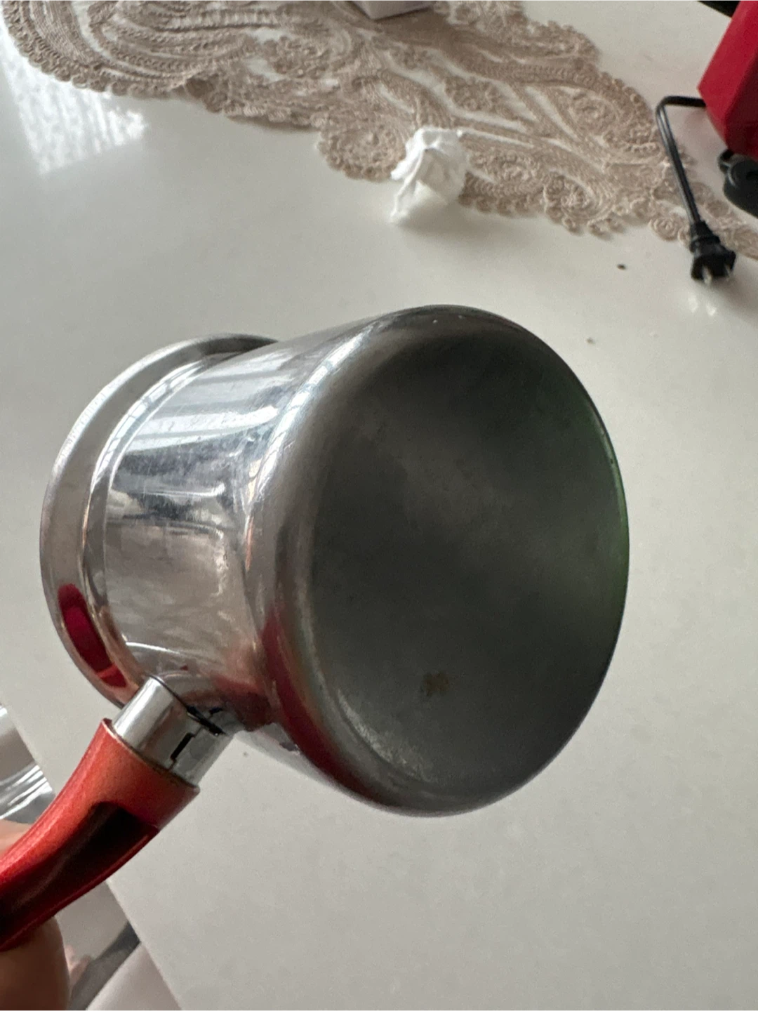 Stainless Steel Milk Pot with Red Handle - photo 5