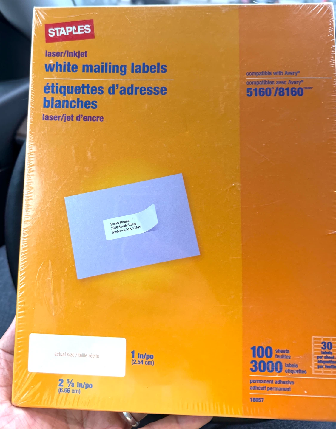 Staples White Mailing Labels 3000 Pack