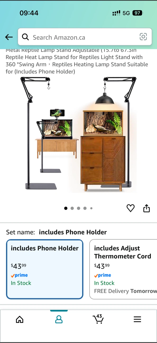 Adjustable Reptile Heat Lamp Stand
