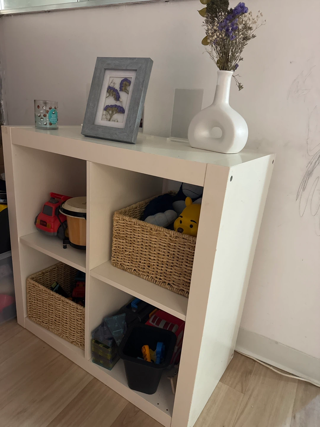 White IKEA Kallax 2x2 Shelf Unit