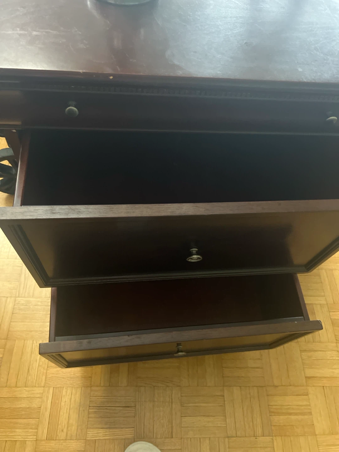 Dark Wood 3-Drawer Nightstand - photo 2
