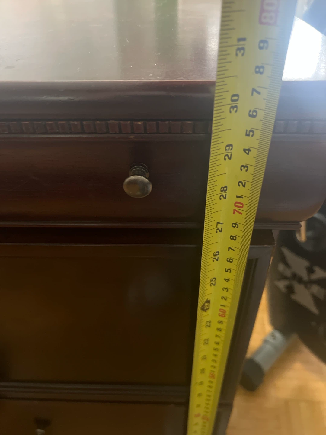 Dark Wood 3-Drawer Nightstand - photo 5